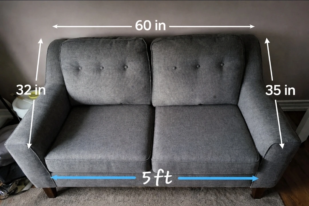 Grey Loveseat Sofa - 60" W x 35" H