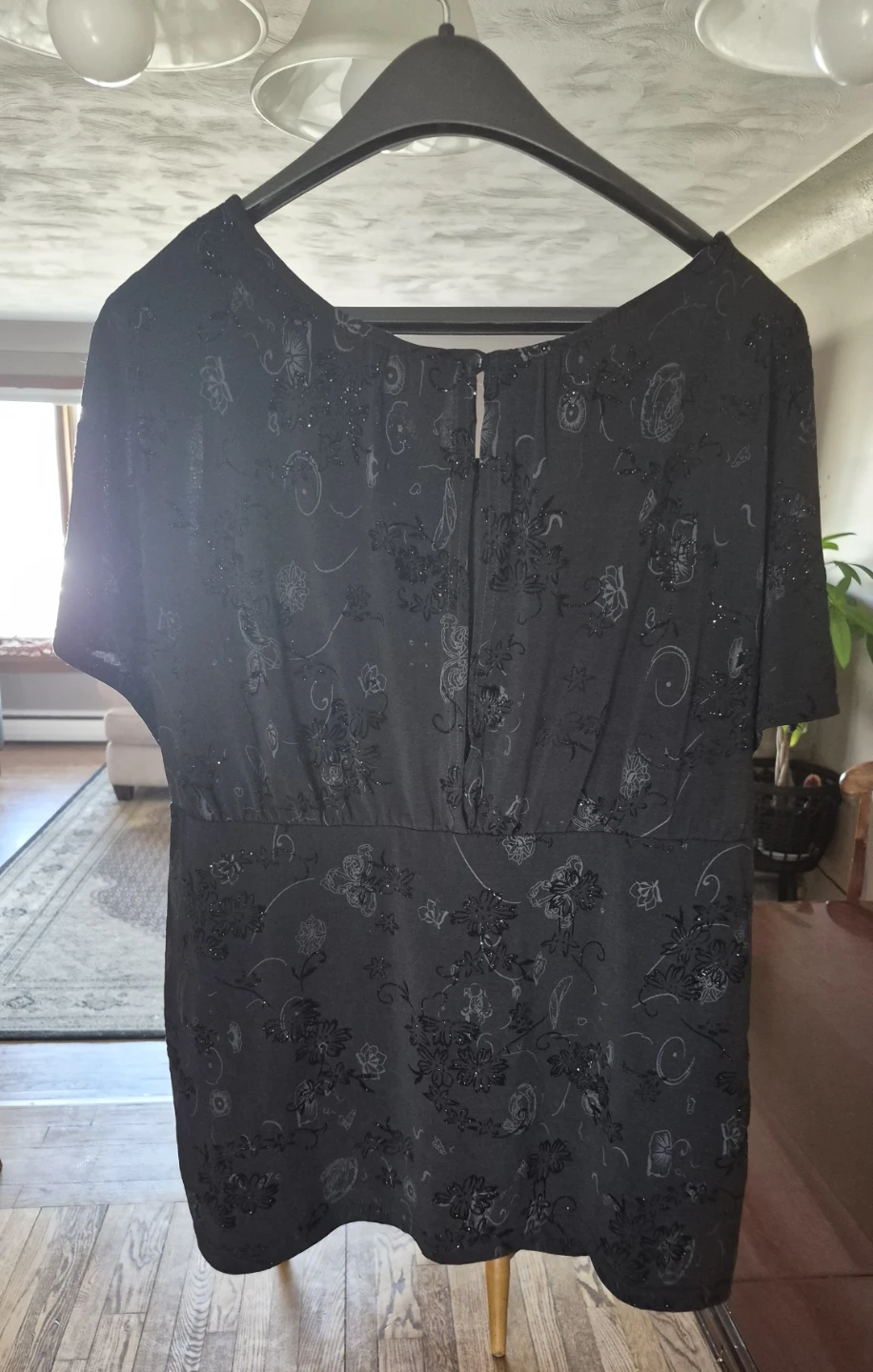 Reitmans Black Floral Print Top XL/TG