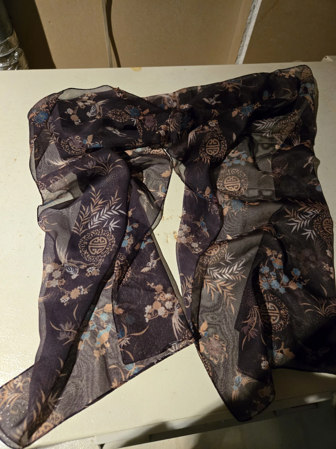 Vintage Sheer Floral Scarf
