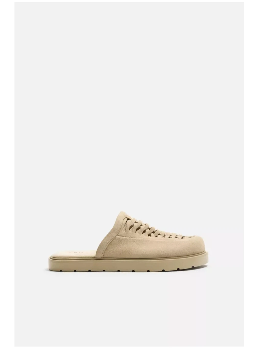 Zara Man Braided Leather Clogs - Beige - photo 2