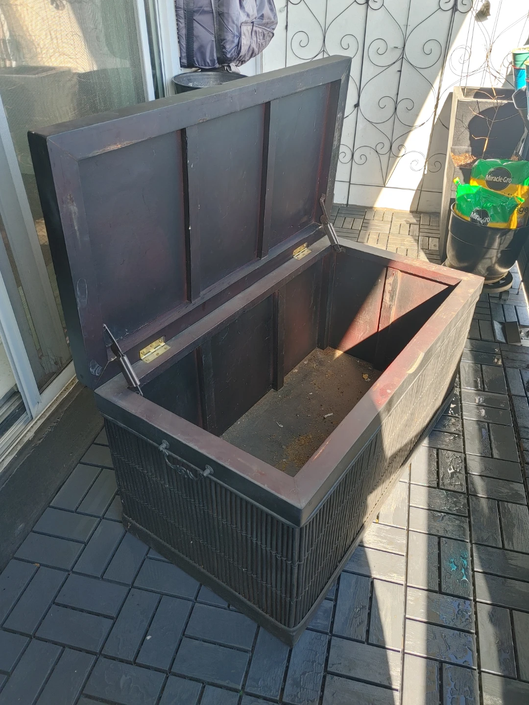 Dark Wood Storage Chest Trunk - photo 4