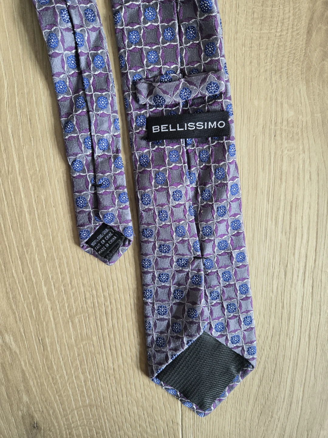 Free Bellissimo Men's Silk Tie - Purple/Blue Pattern - photo 2