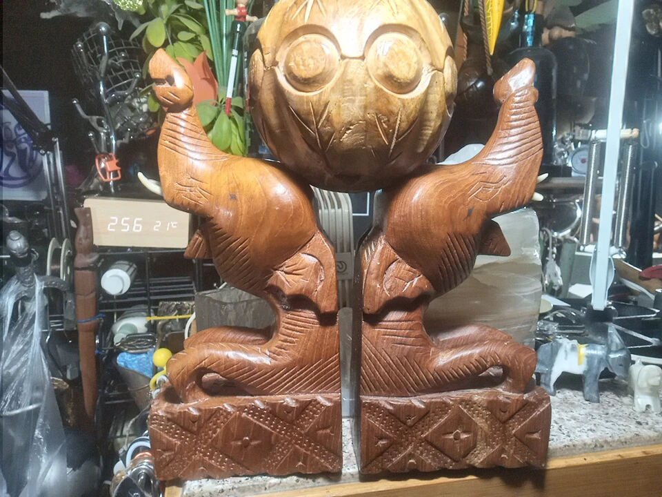 Wooden Elephant Bookends