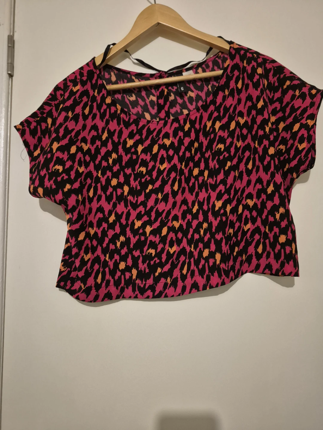Women's Pink Leopard Print Blouse - Size 6