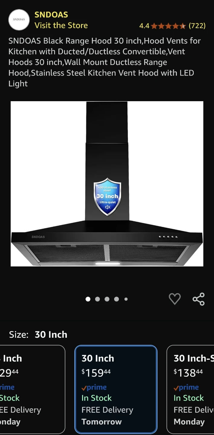 SNDOAS 75cm Black Chimney Range Hood TD1775Y-AC-11