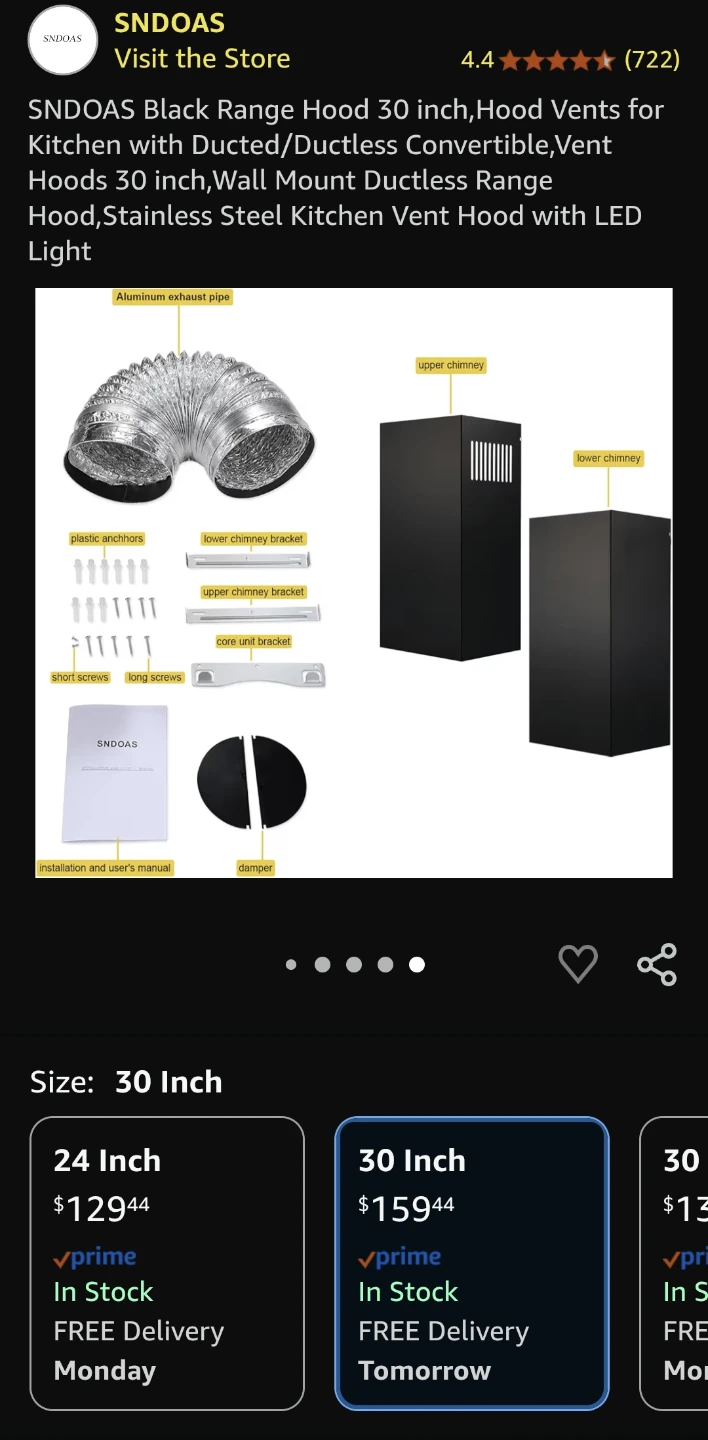 SNDOAS 75cm Black Chimney Range Hood TD1775Y-AC-11 - photo 3