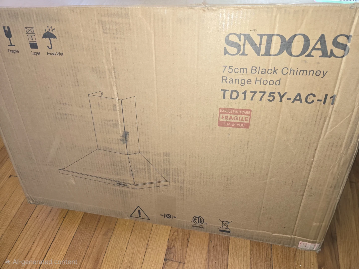 SNDOAS 75cm Black Chimney Range Hood TD1775Y-AC-11 - photo 4