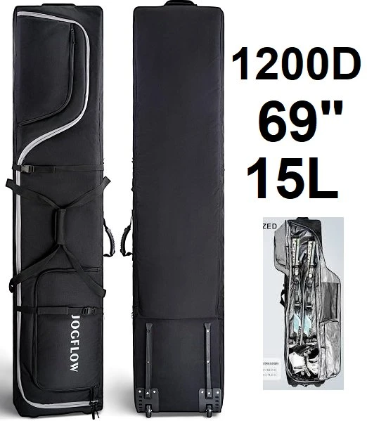 🎿 JOGFLOW Ski Bag 360° Fully Padded Ski Bag with Wheels 🛞