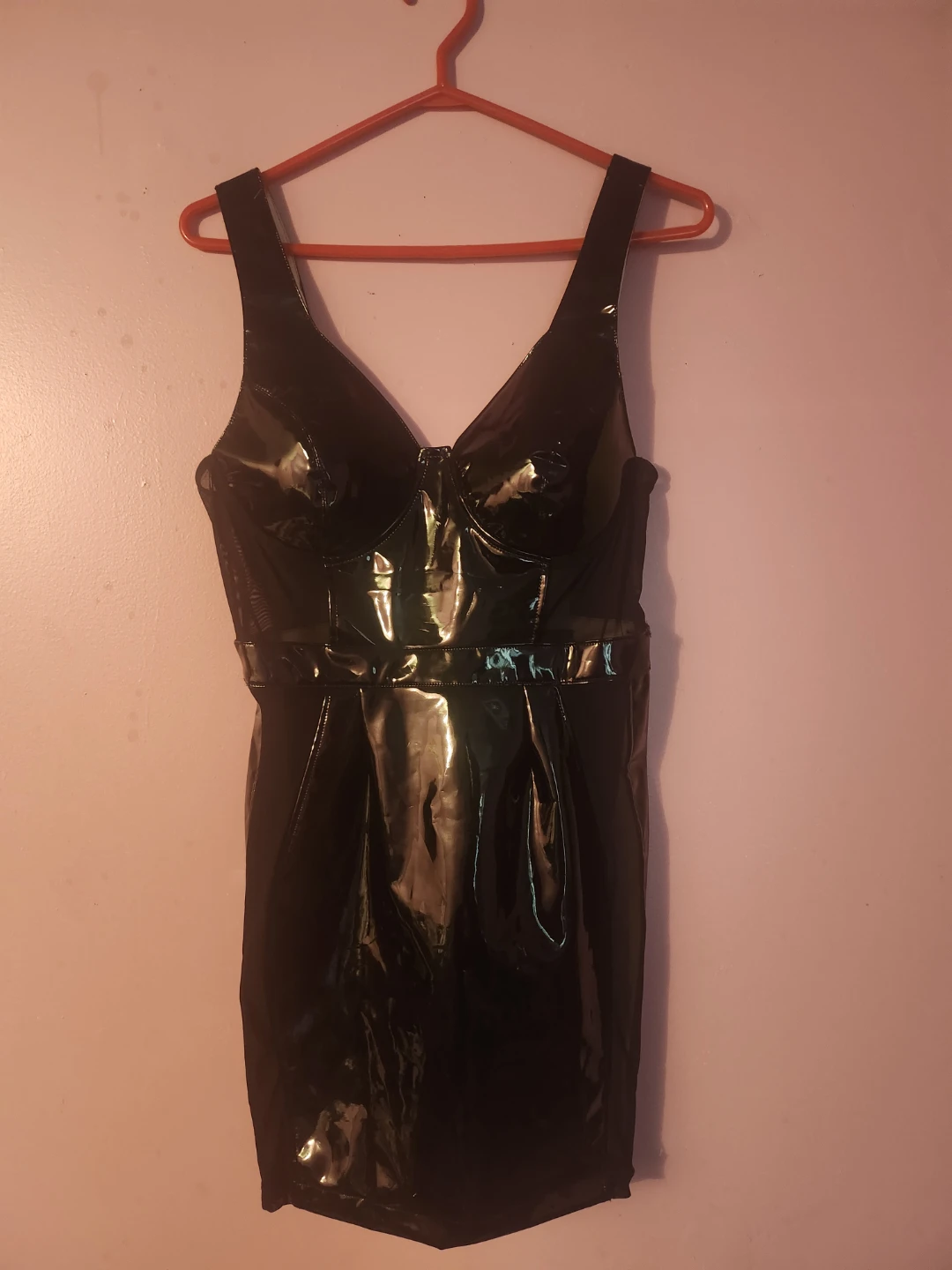 Fashion Nova black vinyl midi dress 🌱