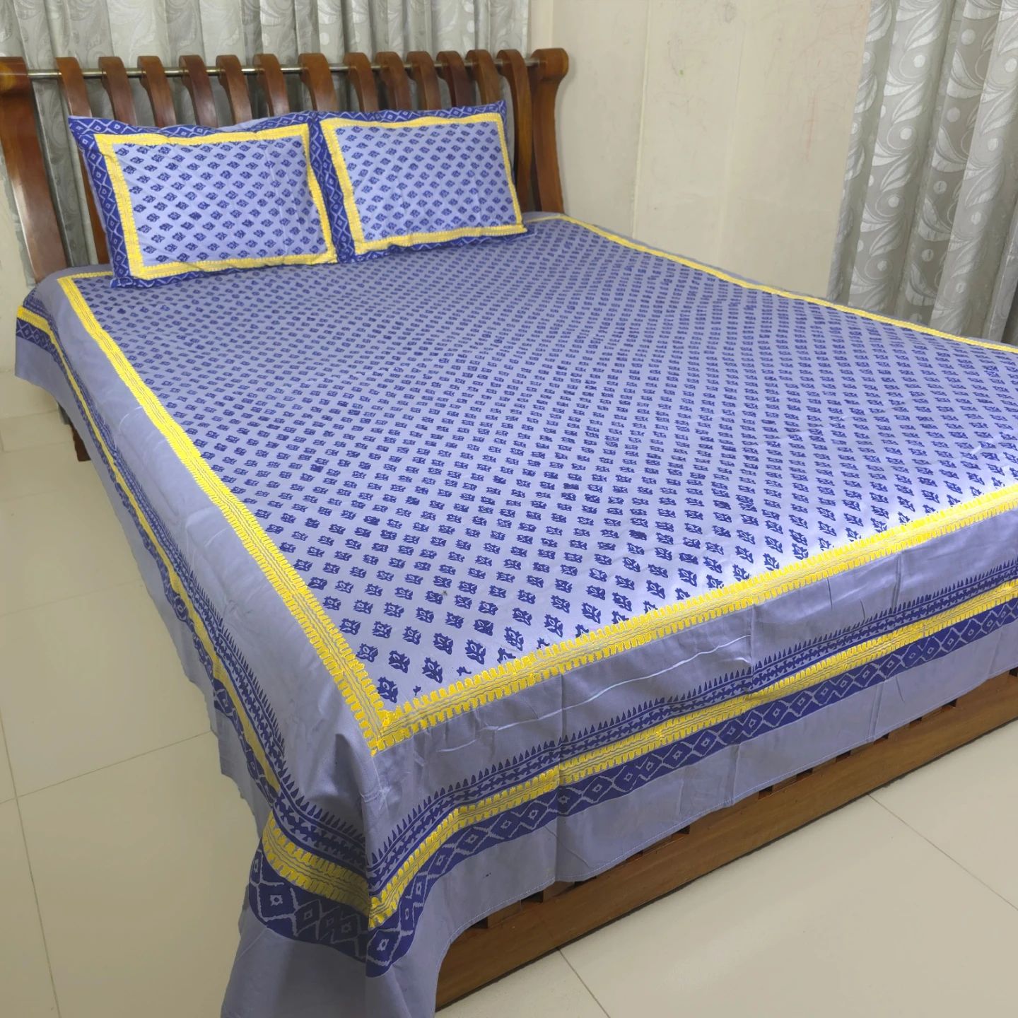 Block printed BedSheet Set with Pillowcases - photo 3