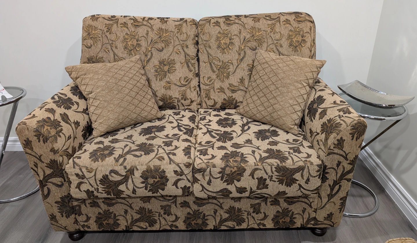 Tan Wingback Armchair with Decorative Pillow - photo 2