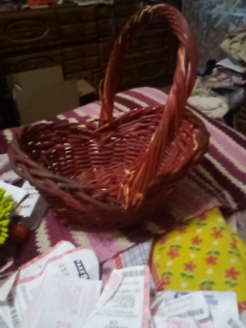 Woven Red Basket with Handle - photo 2