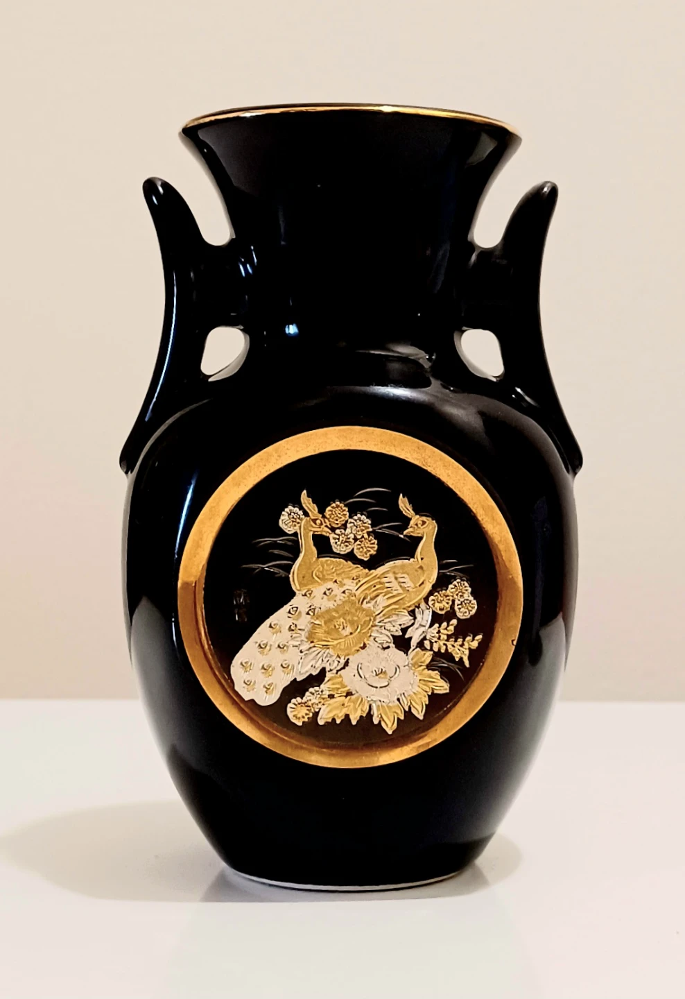 Peacocks Chokin Art Amphora