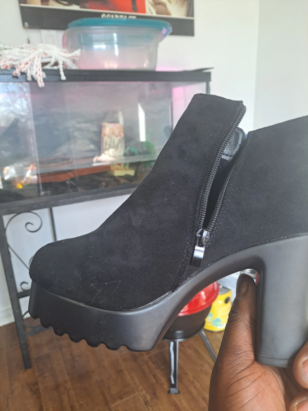 Black Lace-Up Platform Heel Boots - photo 3