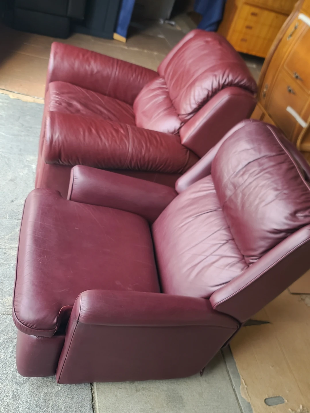 Sklar-Peppler Burgundy Leather Recliner Armchair - photo 5