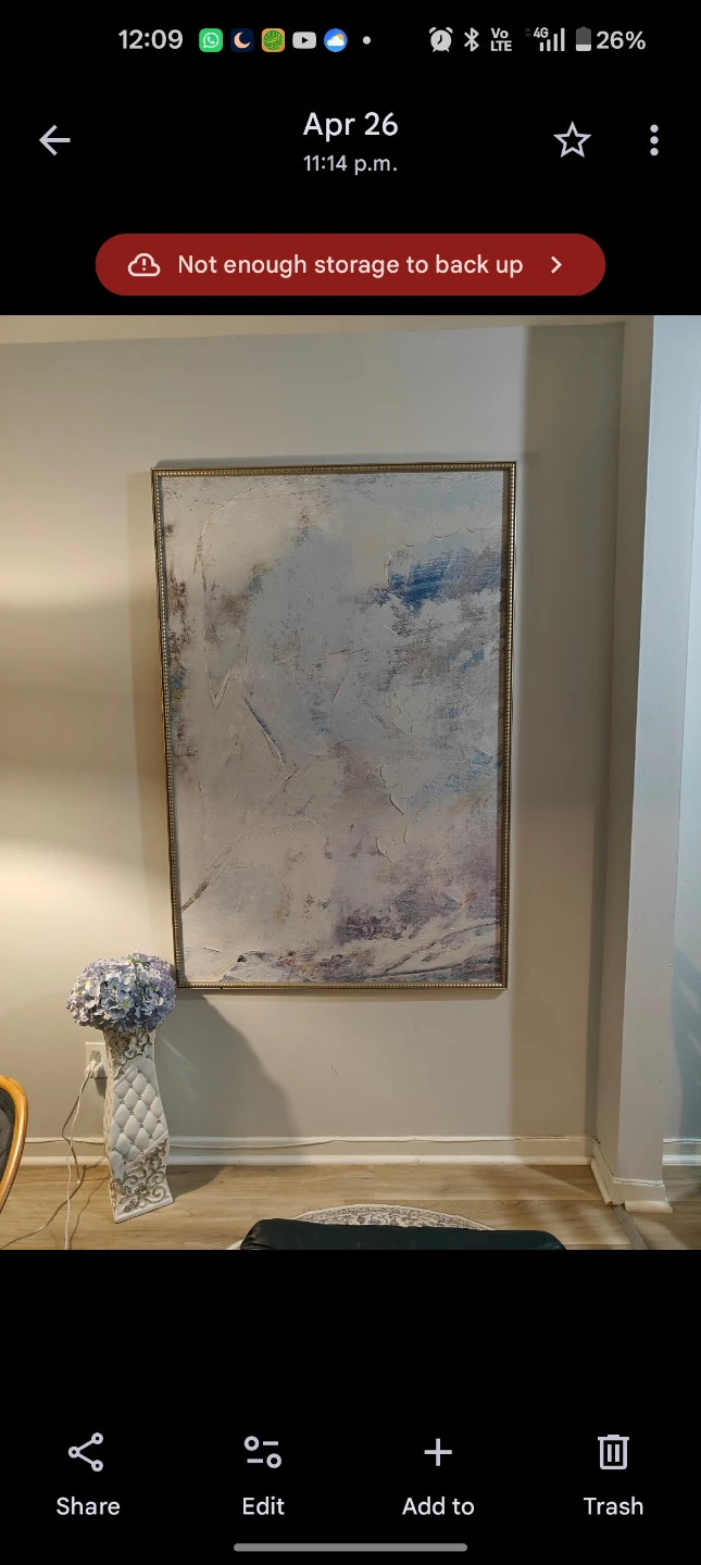Large Abstract Canvas Wall Art with Gold Frame