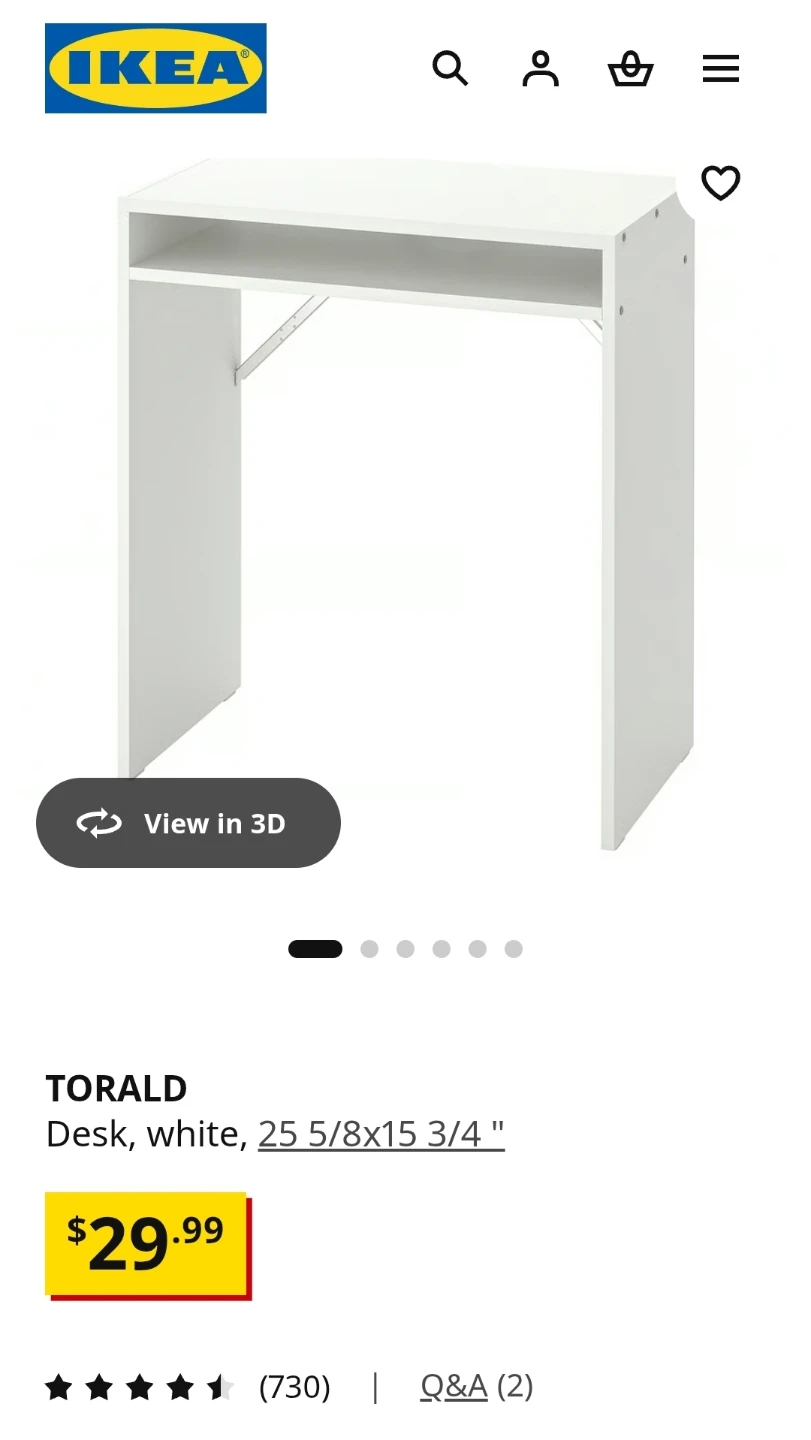 IKEA TORALD Desk, White - photo 2