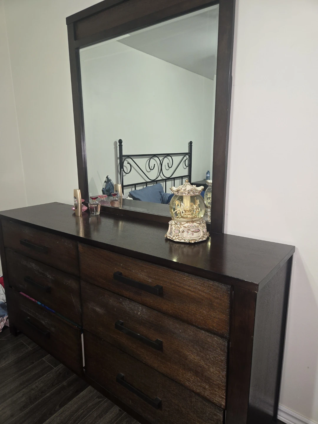 Dark Wood Dresser with Mirror