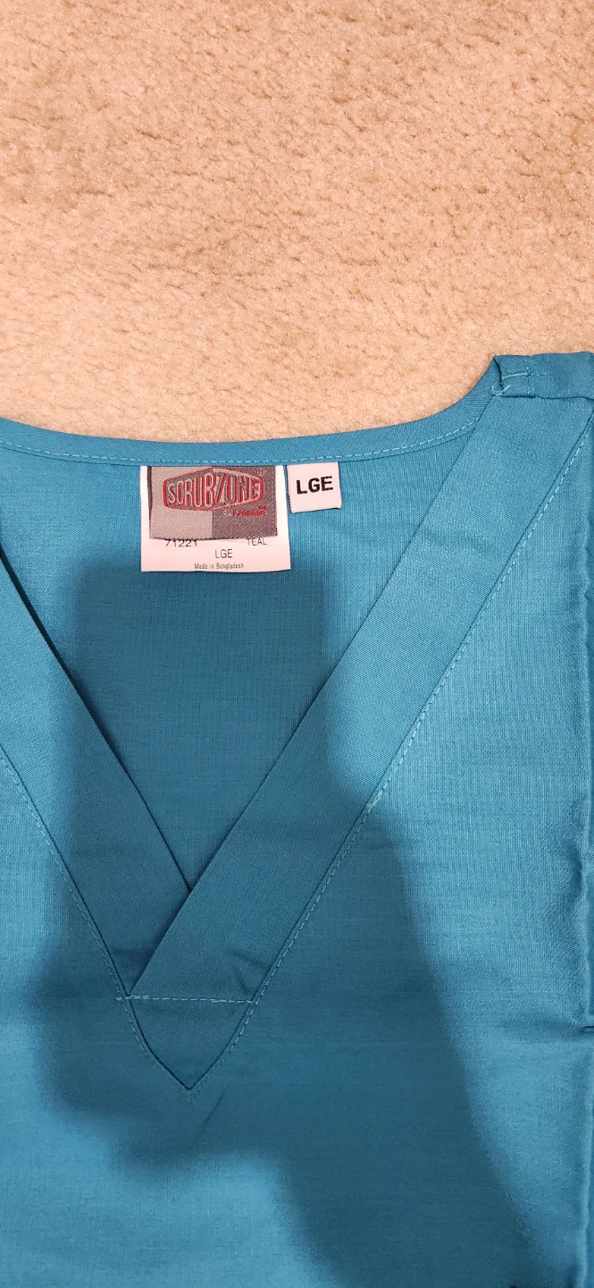 ScrubZone Teal V-Neck Scrub Top and Pants Set - Size Large - photo 2
