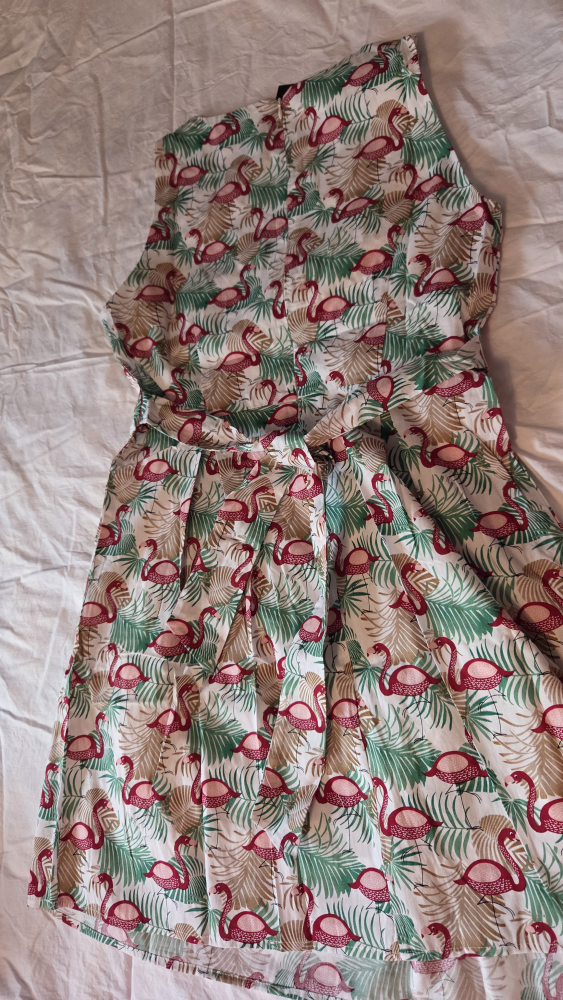 SM Wardrobe Flamingo Print Dress Size M White - photo 3