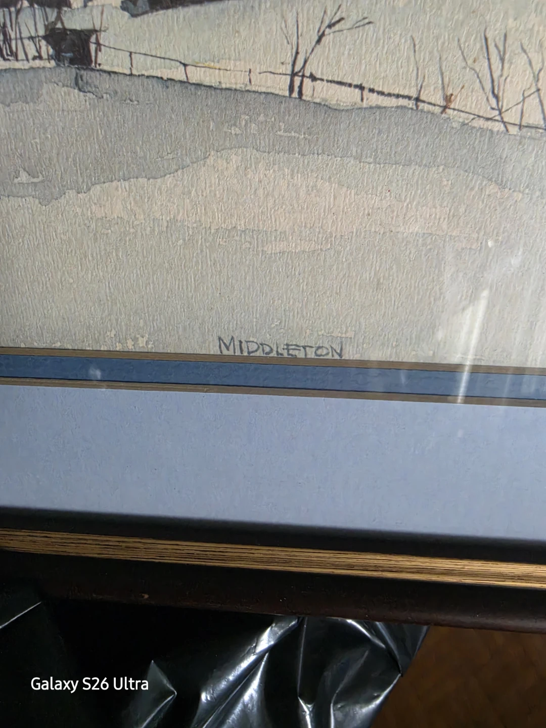 Framed Winter Landscape Watercolor Painting by Middleton - photo 2