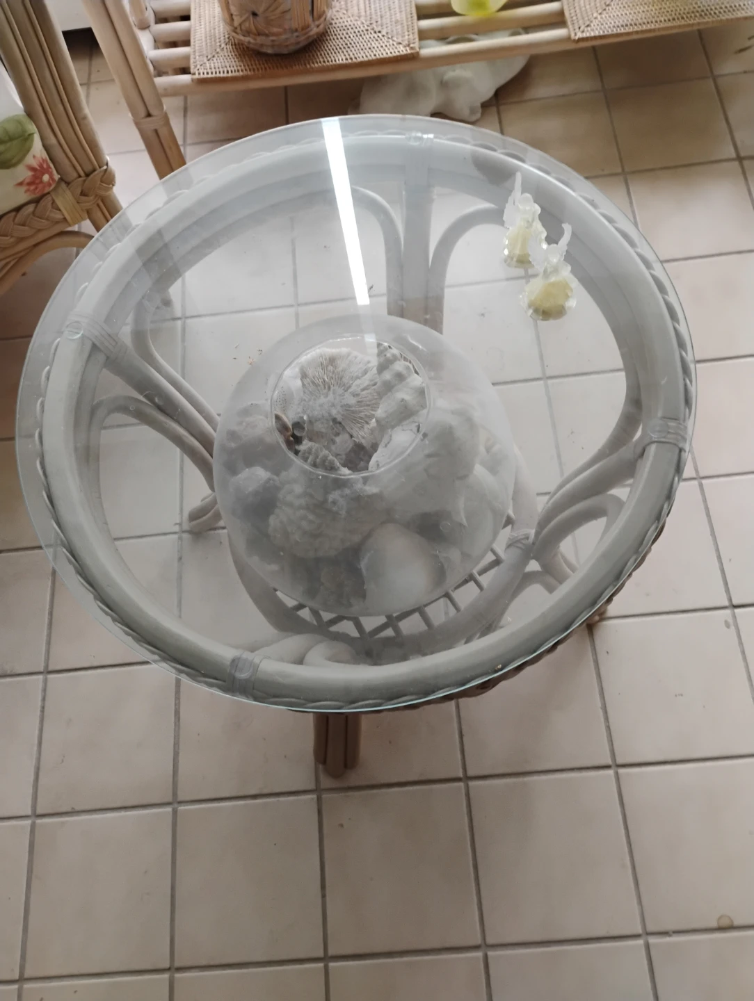 Wicker Table With Glass Top
