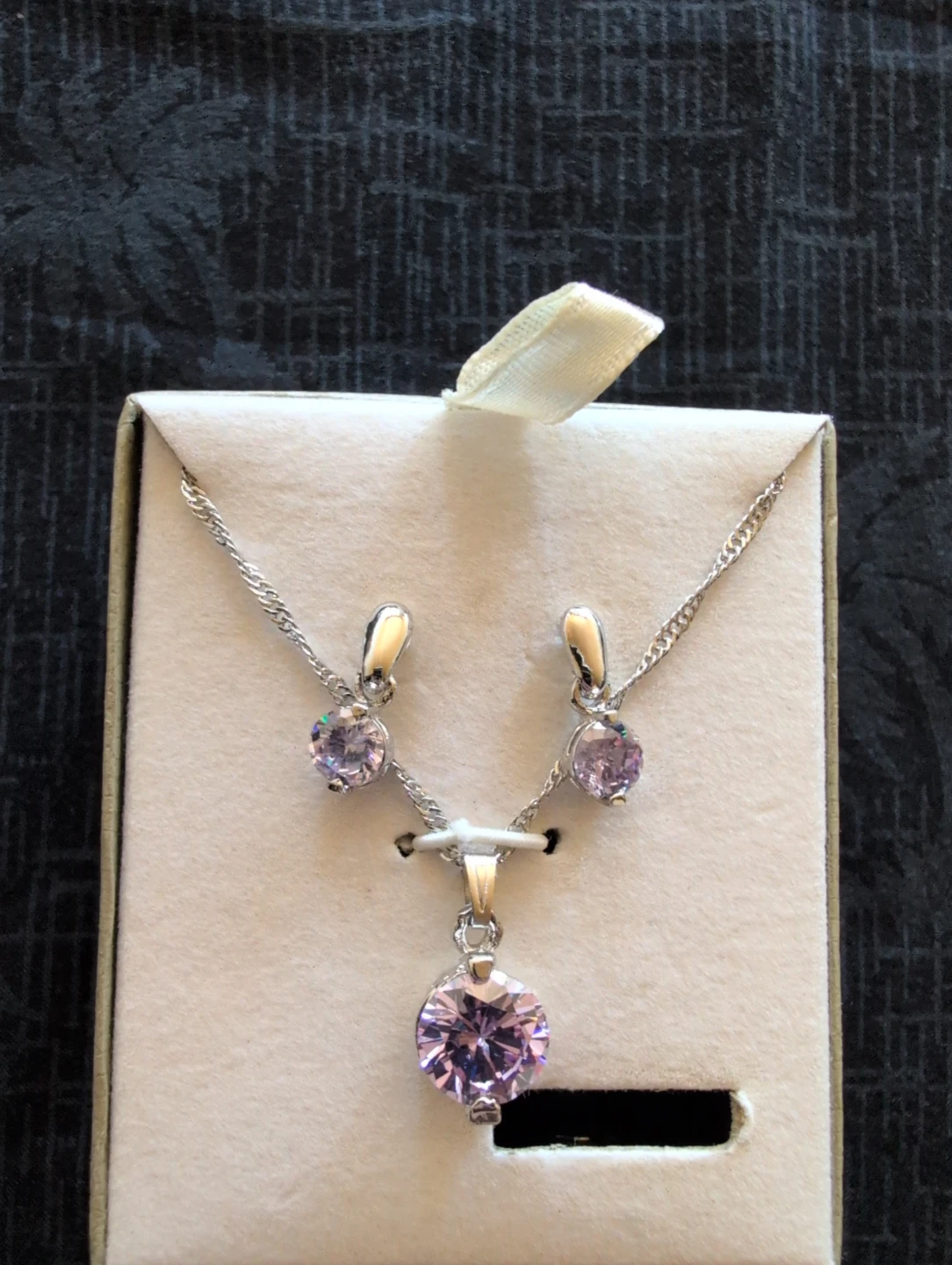 Purple Stone Necklace and Earrings Set