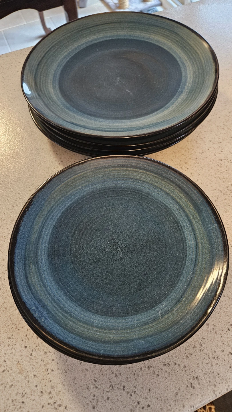 Set of 4 Blue Swirl Dinner Plates - photo 2