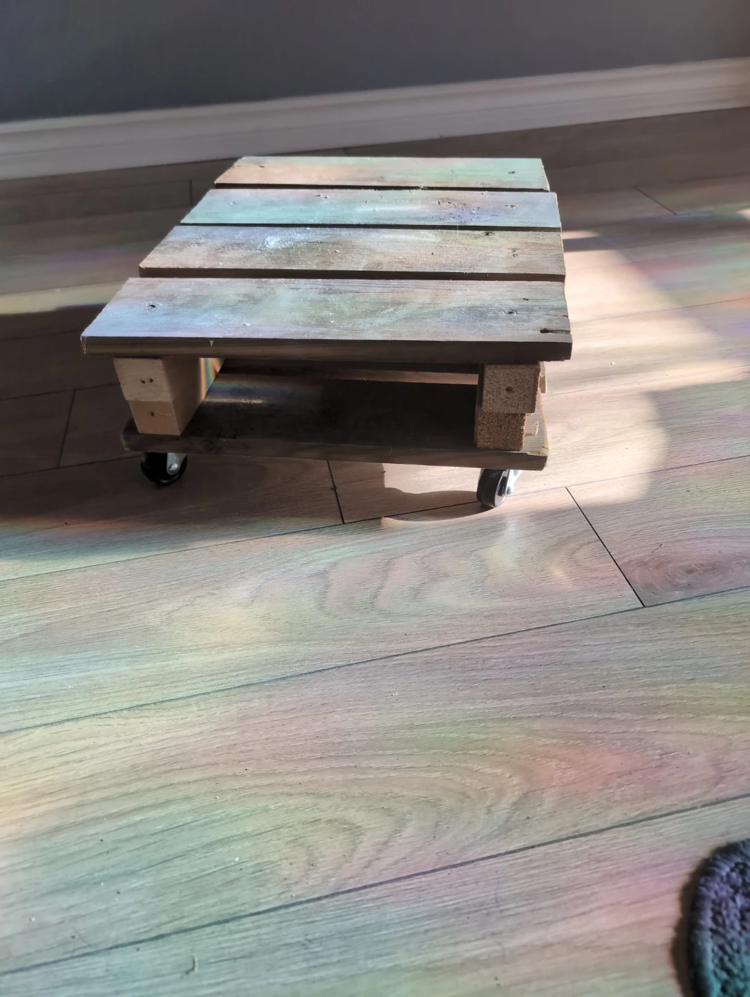 Wooden Plant Stand on Wheels