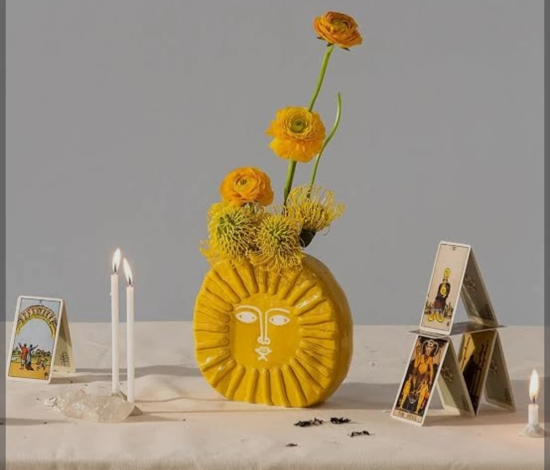 DOiY Sun Face Vase Yellow Ceramic - photo 5