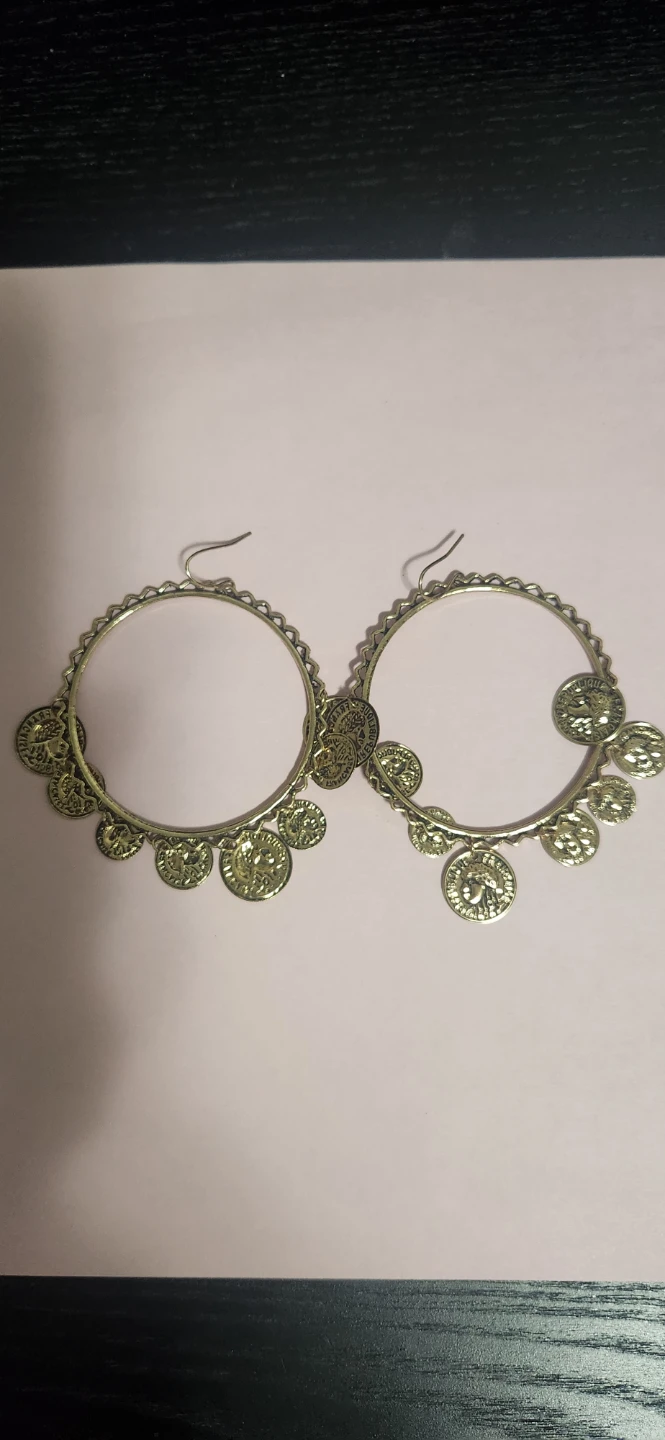 # 12 Gold hoops with hanging medalions