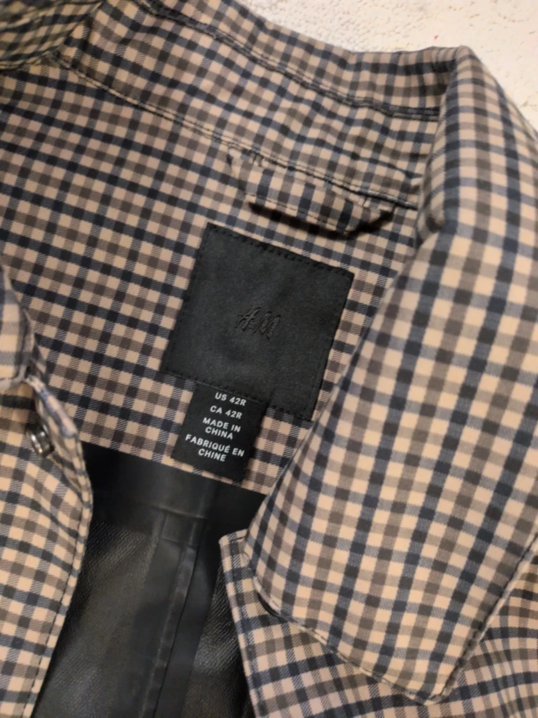 H&M Plaid Trench Coat Size 42R - photo 2