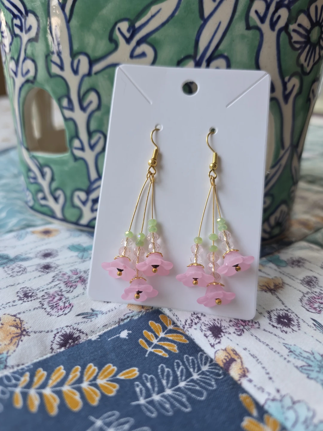 Pink Flower Dangle Earrings