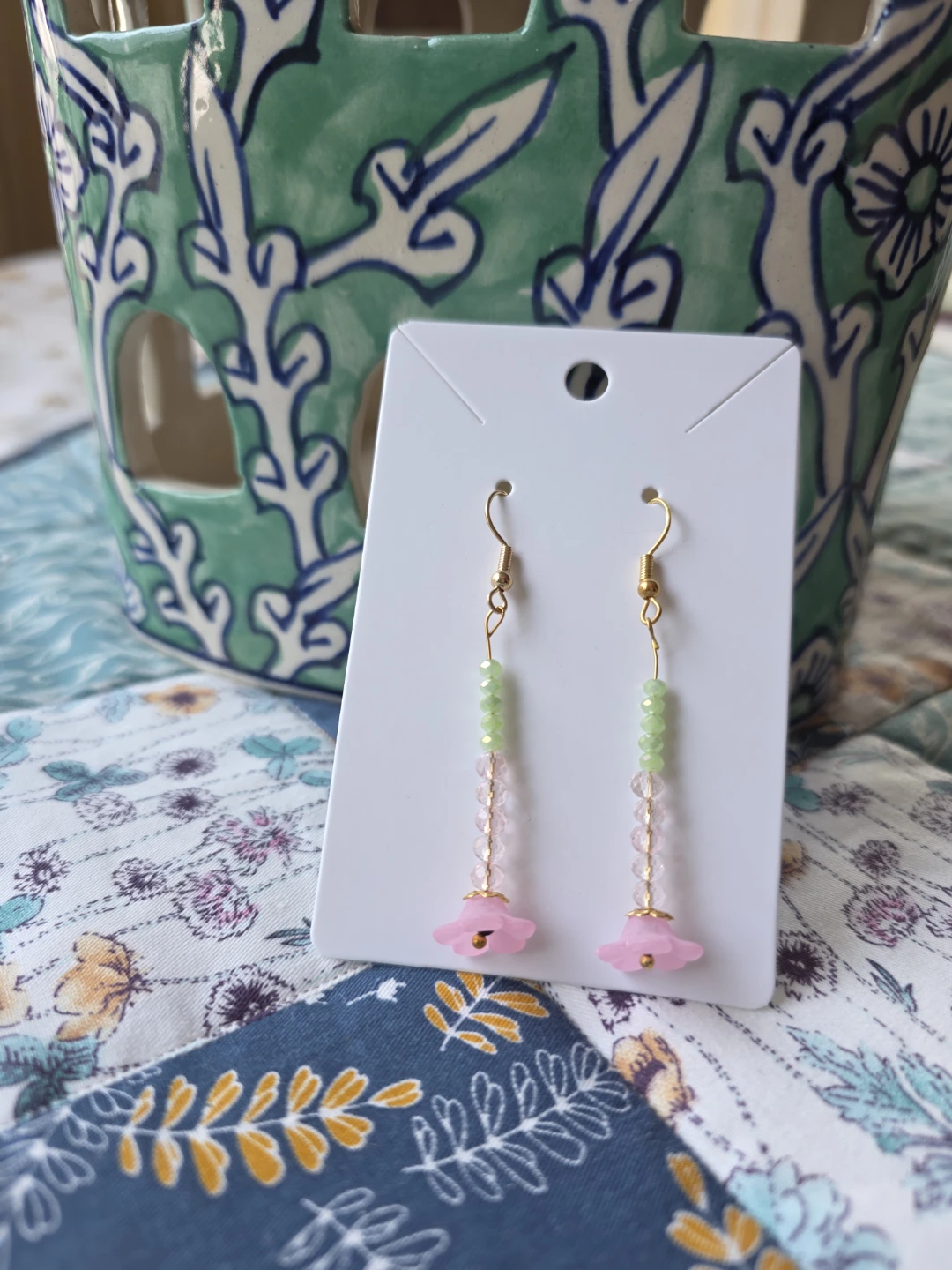 Pink Flower Dangle Earrings - photo 4