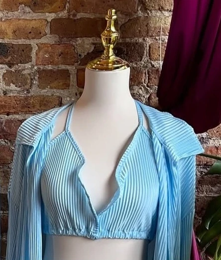 Light Blue Pleated 3-Piece Lounge Set - photo 2