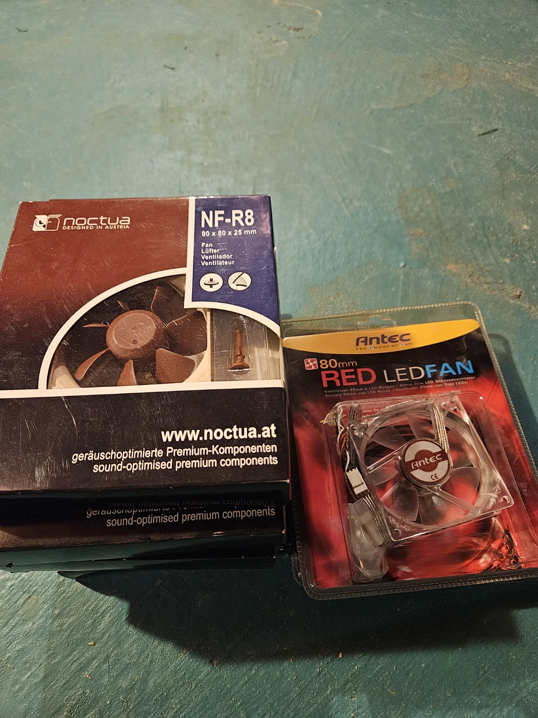 Noctua NF-R8 80mm Fan and Antec Red LED 80mm Fan