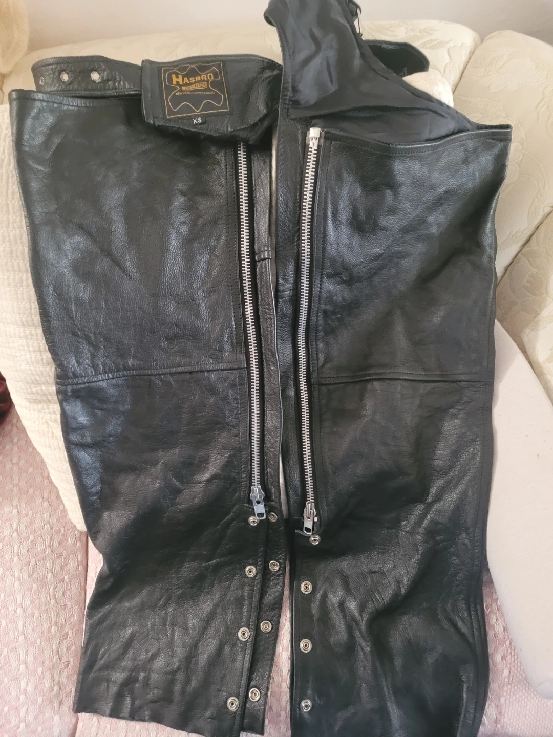 HASBROQ Leather Motorcycle Chaps - Size XS