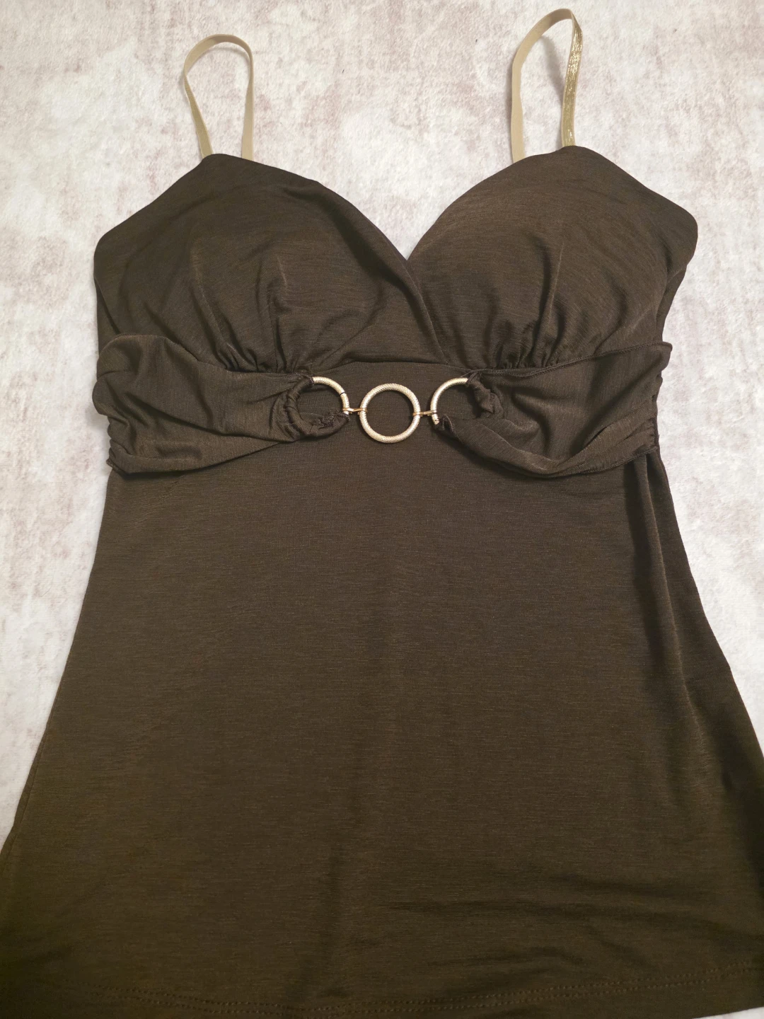 Brown Camisole Top with Gold Accent