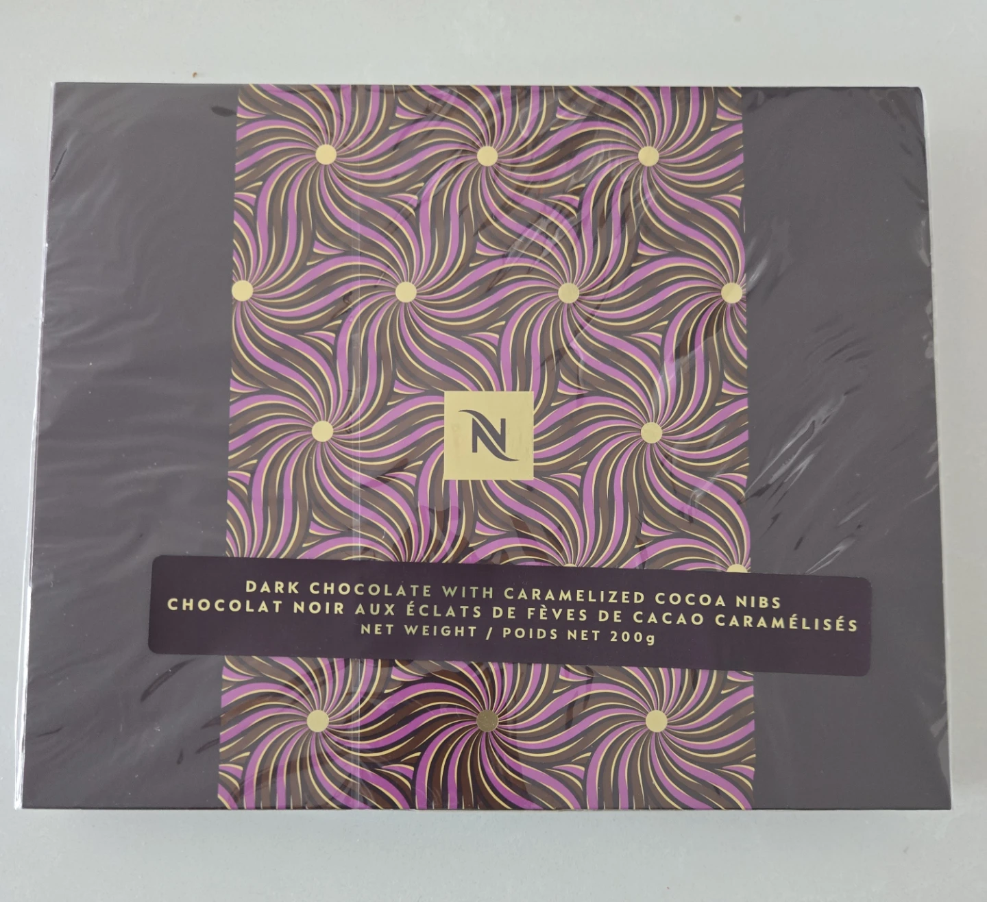New in box Dark Chocolate Squares with Caramelized Cocoa Nibs