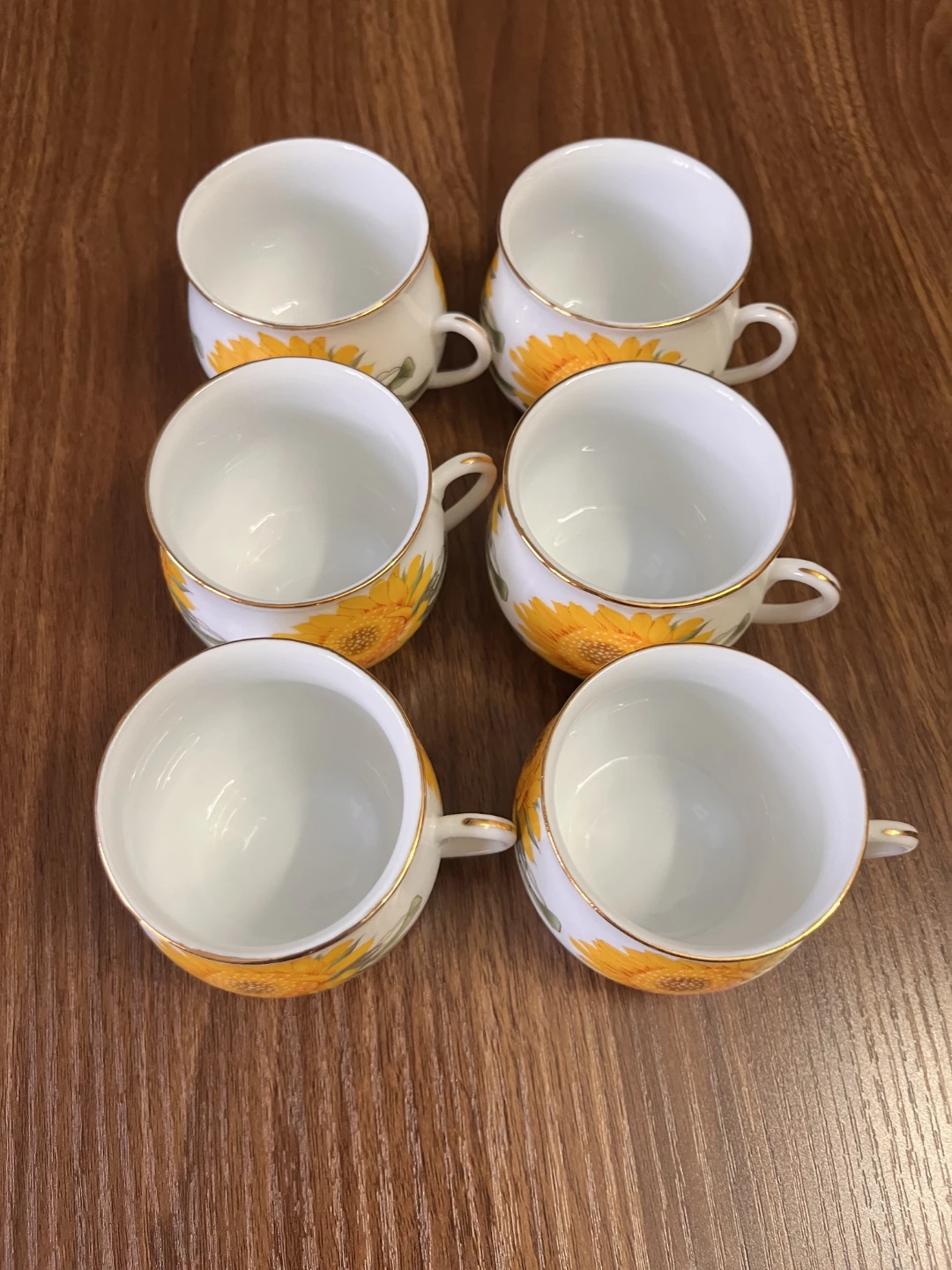 ELLEGI Fine Porcelain Sunflower Tea Cups - Set of 6 - photo 2