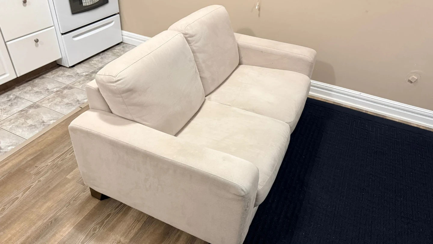 Cream Suede Loveseat Sofa - photo 2