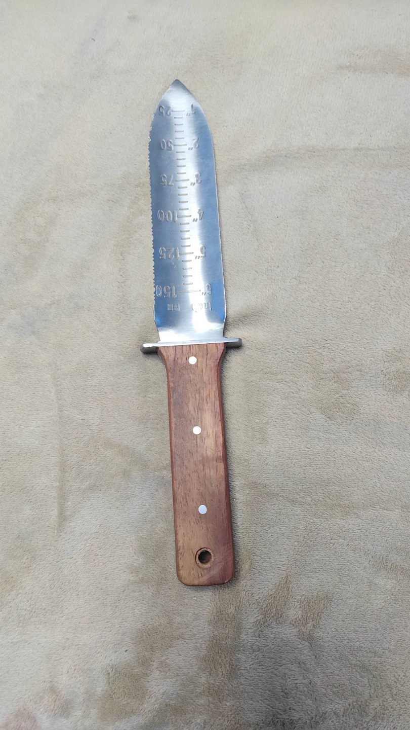 Garden Trowel Knife with Serrated Edge and Wood Handle