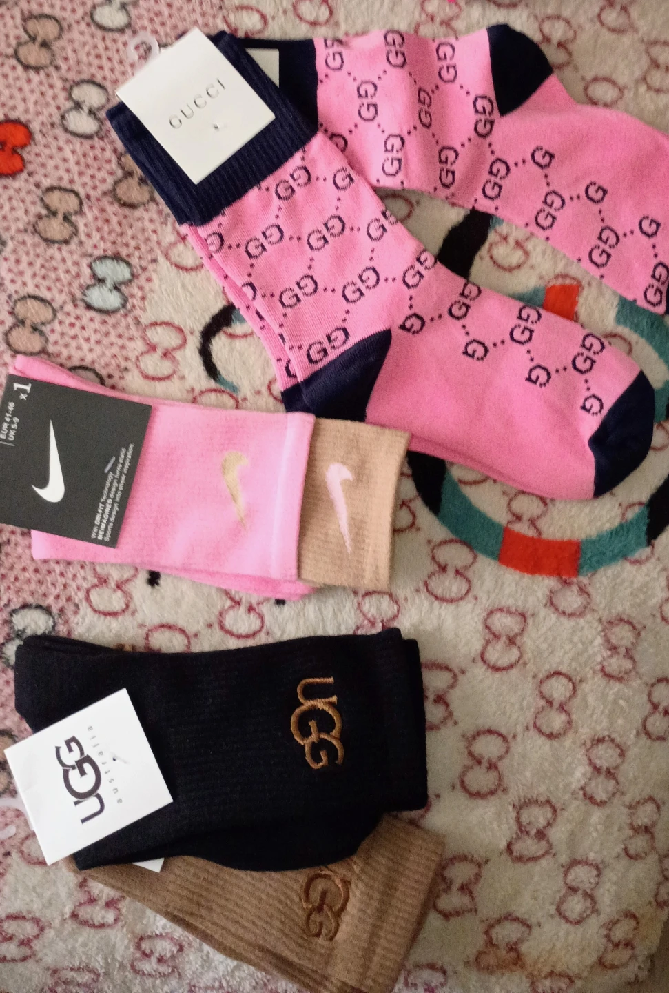 Gucci Pink GG Pattern Socks