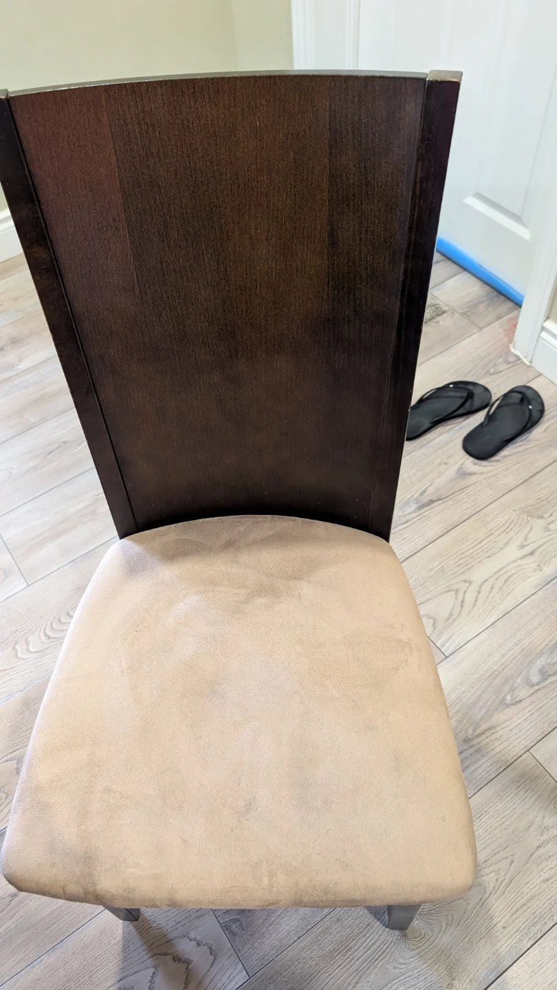 Dark Wood Dining Chair with 4 Beige Seats - photo 3