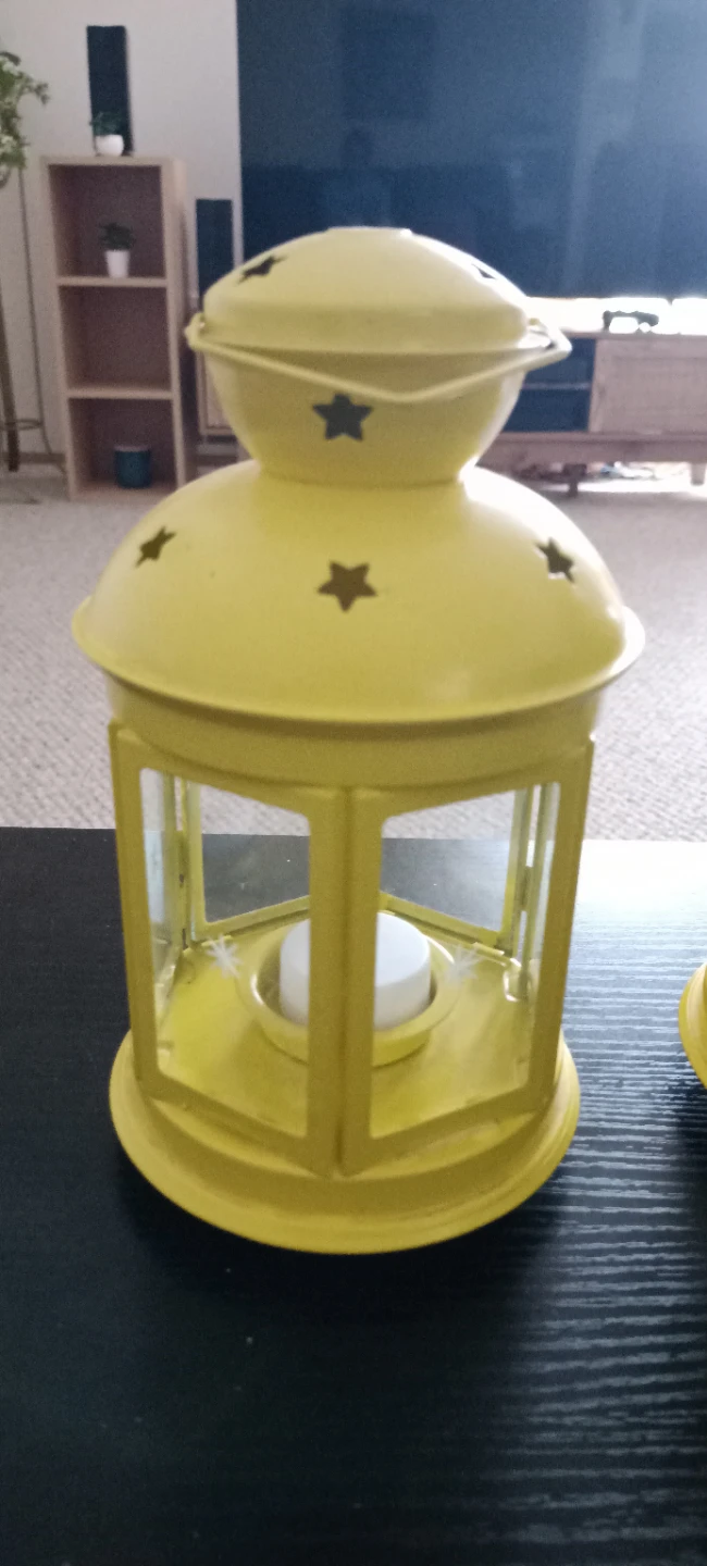 New Set of 2 Yellow Decorative Lanterns with LED Tealights - photo 2