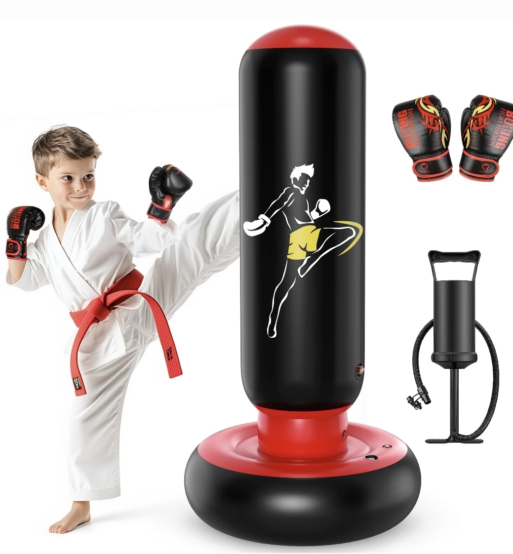 Inflatable Punching Bag with Gloves and Pump