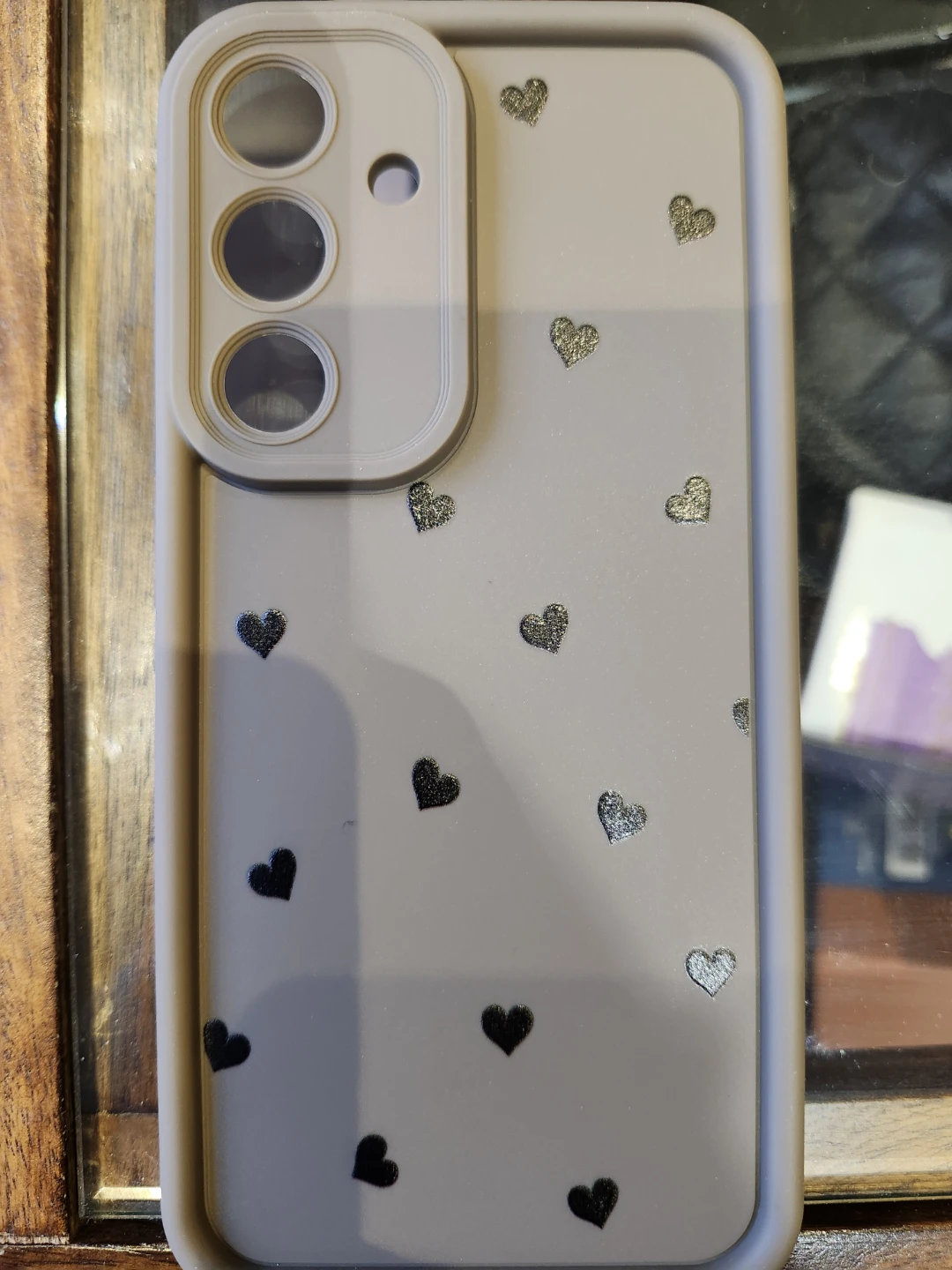 Cute Heart Pattern Case for Samsung Galaxy – Beige/Taupe