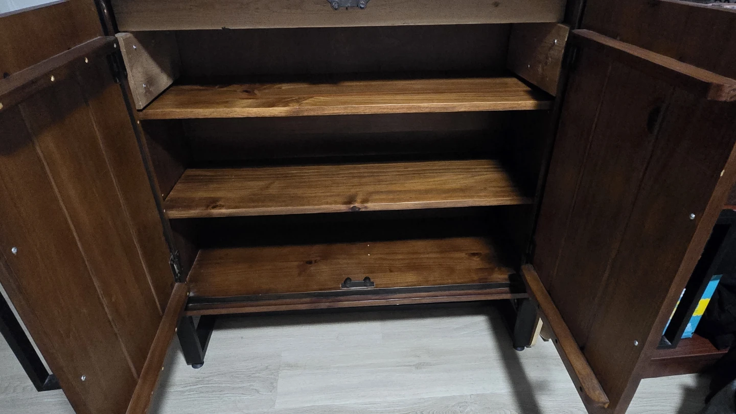 Wooden Two-Door Cabinet with Shelves - photo 2