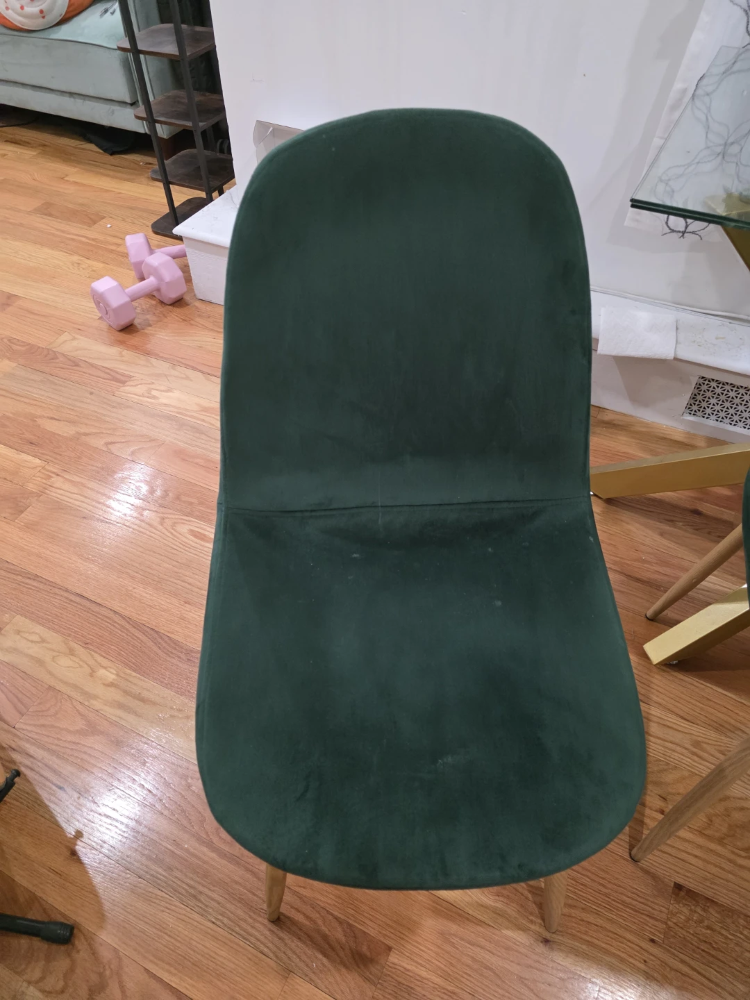 Glass Top Dining Table with 2 Green Velvet Chairs - photo 4