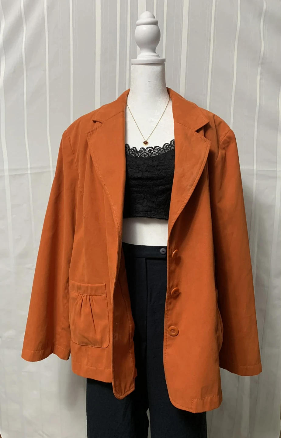 Jessica Orange Blazer Suede Leather